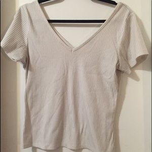 Charlotte Russe White Ribbed Blouse